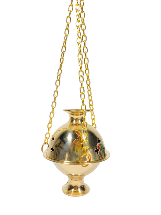 Elegant Aromatics: Brass Hanging Incense Burner